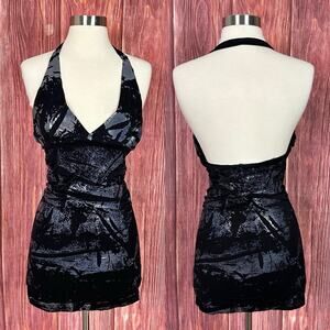 VTG 90s Y2K Pretty Girl New York Dress Halter Neck Bodycon Mini Size Small S